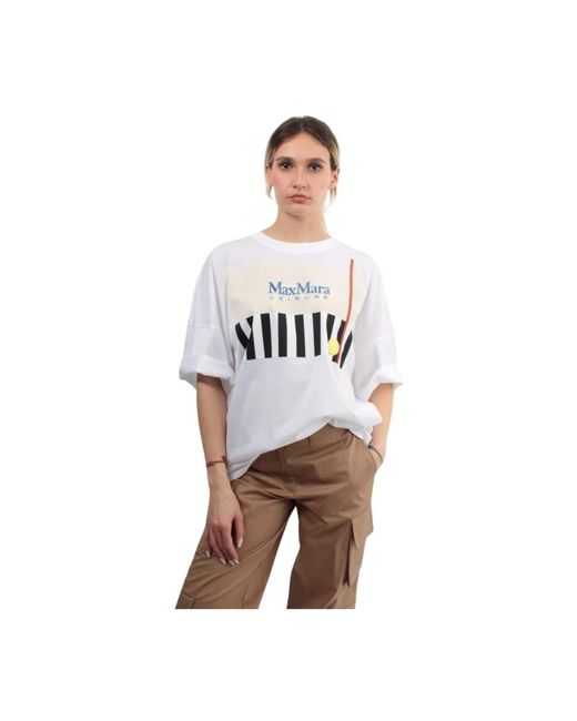T-shirt bianca con stampa frontale di Weekend by Maxmara in White