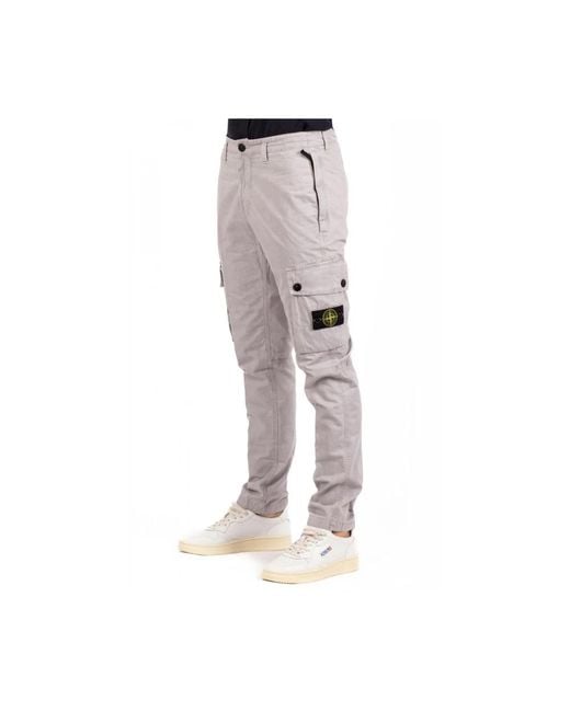 Stone Island Gray Slim-Fit Trousers for men