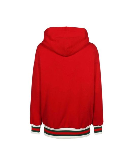 Gucci Red Baumwoll-sweatshirt mit kapuze und reißverschluss