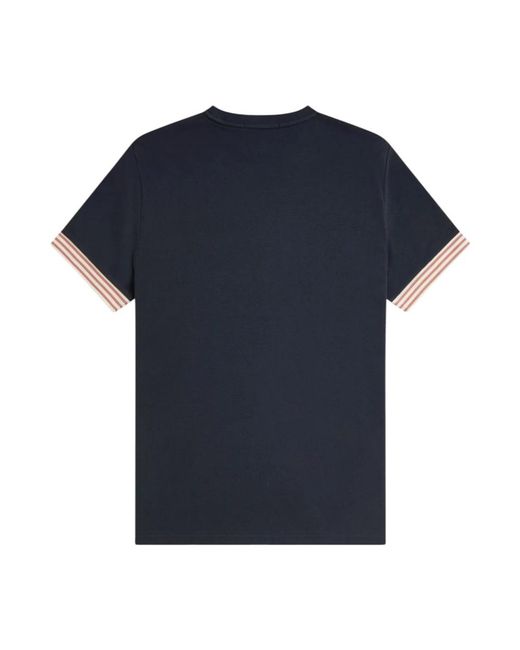 Fred Perry Tops ,Blauw ,Katoen T-Shirt Met Gestreepte Boorden in het Blue voor heren