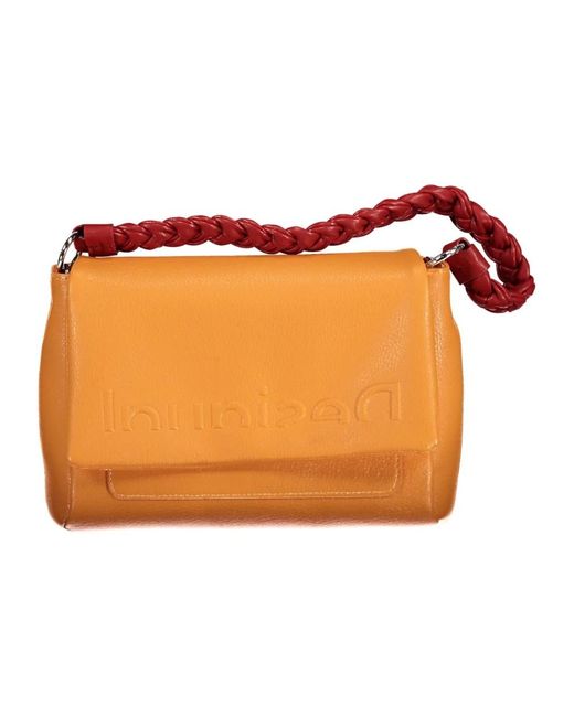 Desigual Orange Polyurethan handtasche mit abnehmbaren trägern