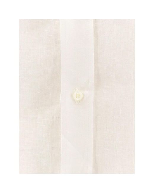 Brunello Cucinelli Weiße leinenhemd französischer kragen in White für Herren