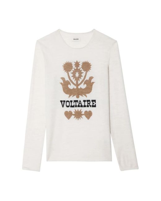 Zadig & Voltaire White Teissa Jumper 100% Merino Wool