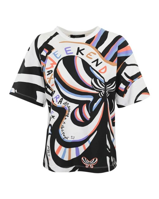 Camiseta de algodón con estampado de mariposa Weekend by Maxmara de color Black