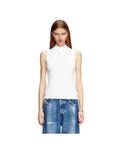 DIESEL White Sleeveless Tops