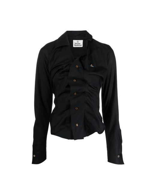 Camisa negra de algodón asimétrica con logo orb Vivienne Westwood de color Black
