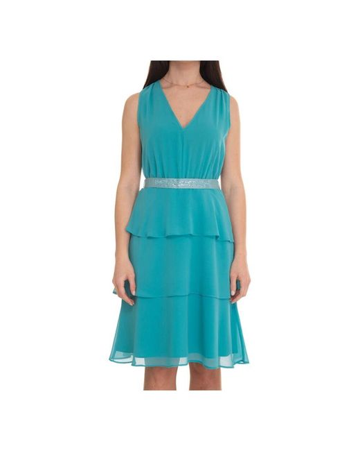 Pennyblack Blue Georgette v-ausschnitt mini kleid