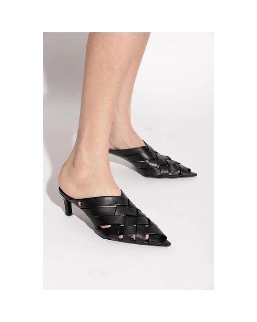 Anine Bing Black Heeled Mules