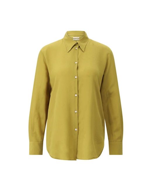 Massimo Alba Overhemden ,Groen ,Zijden Selma Blouse in het Green