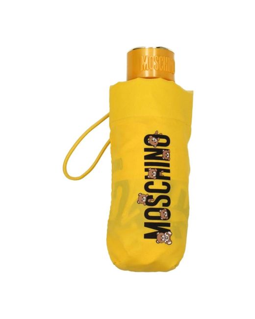 Moschino Accessoires ,Geel ,Polyester Gele Polyester Paraplu Met Snap Sluiting in het Yellow