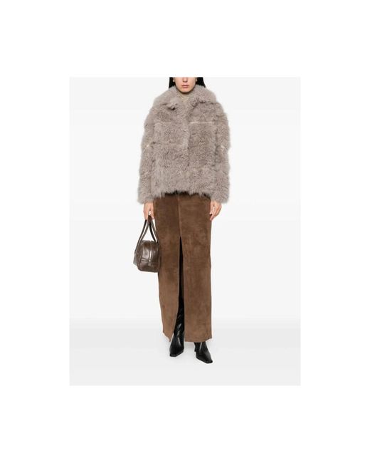 Simonetta Ravizza Gray Faux Fur & Shearling Jackets