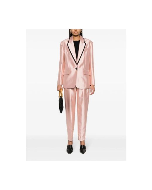 Zimmermann Pink Grosgrain-trimmed Wool And Silk-blend Duchesse-satin Blazer
