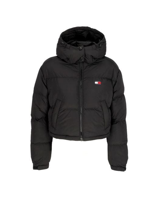 Tommy Hilfiger Black Down Jacket Crop Alaska Puffer