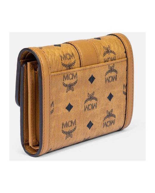 MCM Accessoires ,Bruin ,Leer Tracy Drievoudige Gevouwen Portemonnee in het Metallic