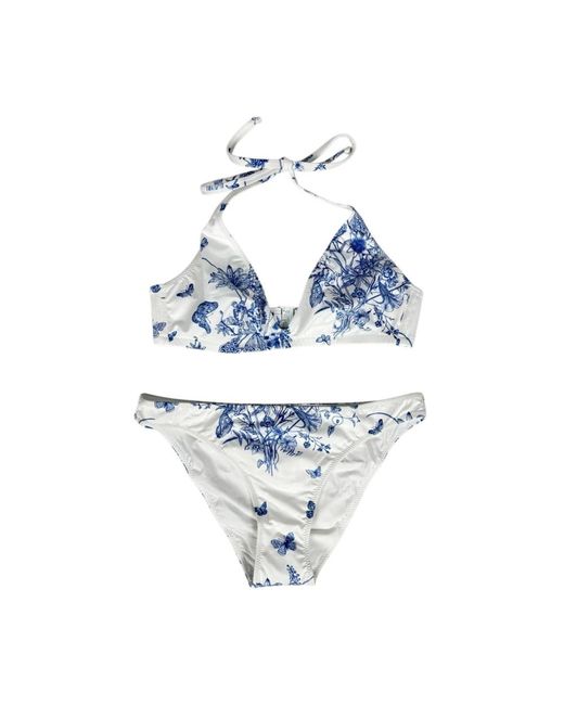 Mc2 Saint Barth Badmode ,Blauw ,Witte Zee Bikini Gaia Maia Bloemen in het Blue