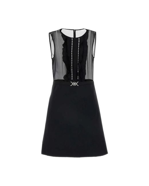 Versace Kleedjes ,Zwart ,Elegant Georgette Mini Dress in het Black