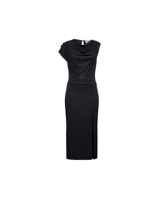 Silvian Heach Black Langes One-Shoulder-Kleid Mit Drapierung