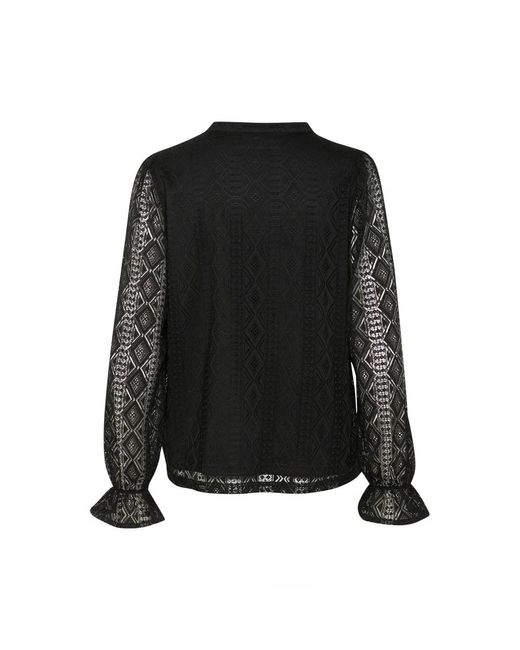 Cream Overhemden ,Zwart ,Polyester Elegante Kant Blouse in het Black