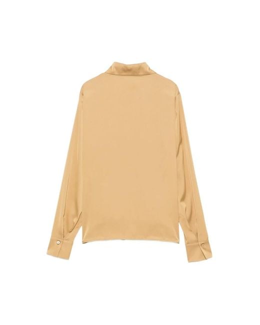 D.exterior Satijnen Blouse Met Lange Mouwen in het Natural