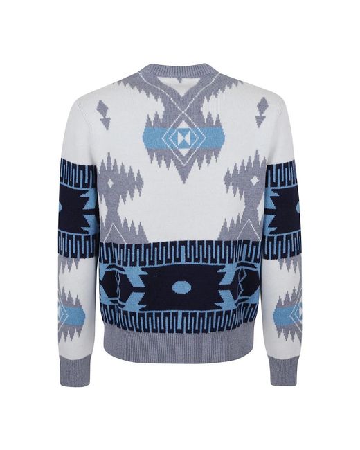 Alanui Blue Round-Neck Knitwear for men
