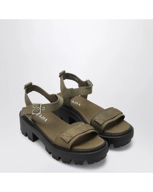 Prada Green Flat Sandals