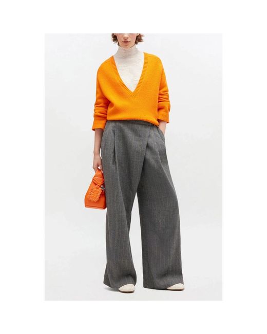 Ganni Orange V-Neck Knitwear