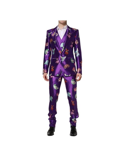 Dolce & Gabbana Purple Single Breasted Suits for men