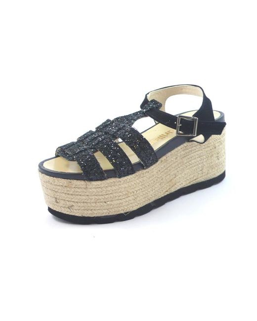 Espadrilles Schoenen ,Zwart ,Glitter Zwarte Spin in het Blue