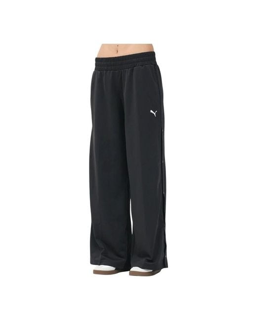 PUMA Black Locker Sitzende Hose Mit Tiefem Bund Und Druckknöpfen Schwarz