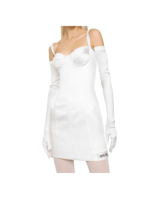 Dolce & Gabbana White Stretch satin minikleid