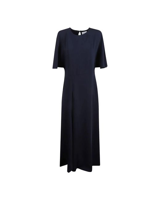 P.A.R.O.S.H. Kleedjes ,Blauw ,Polyester Amarena Cady Flared Sleeve Jurk in het Blue