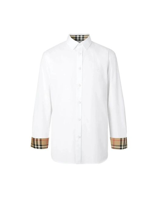Camicia iconica in cotone a quadri stretch di Burberry in White da Uomo