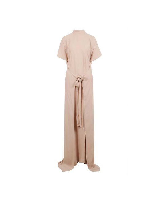 N°21 Natural Geschichtete Maxikleid Mit Kurzen Ärmeln