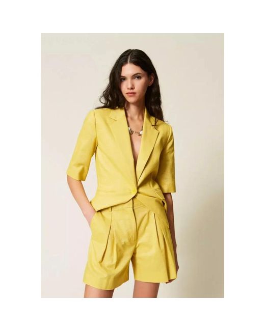 Twinset Yellow Short Shorts