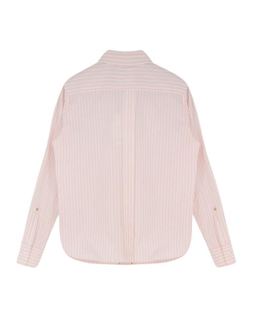 Max Mara Overhemden ,Roze ,Katoen Katoenen Overhemd Met Verborgen Knoopsluiting in het Pink