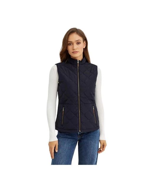 Ralph Lauren Blue Dunkelblaue Gesteppte Weste Mit Reißverschluss
