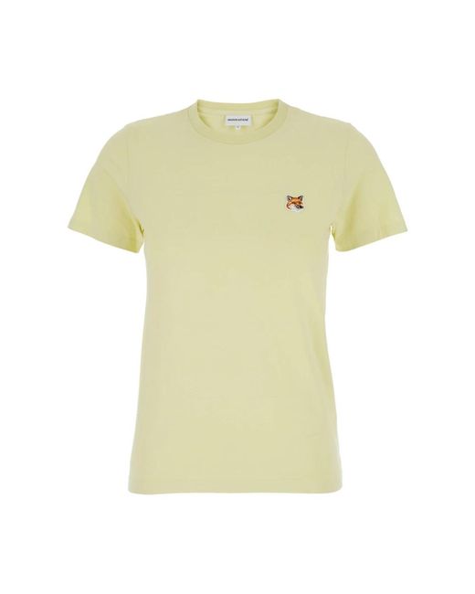 Maison Kitsuné Yellow Mutiger fuchskopf patch t-shirt