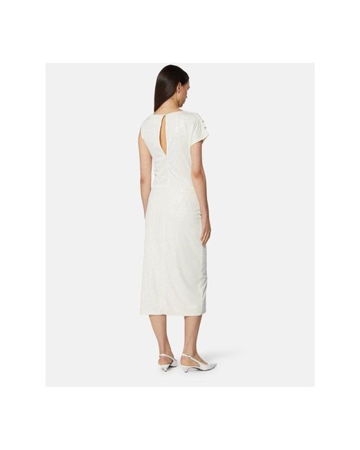 Silvian Heach White Midi-Kleid Mit Drapierung Und Seitlichem Schlitz