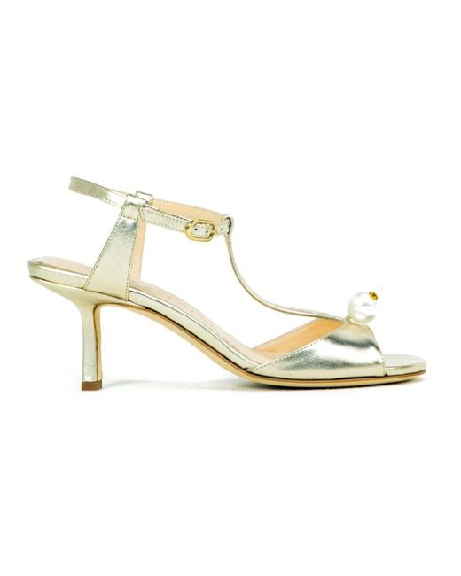 PROSPERINE® Metallic Leder sandale mit perle