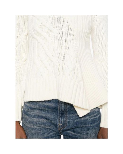 Sacai Natural Round-Neck Knitwear