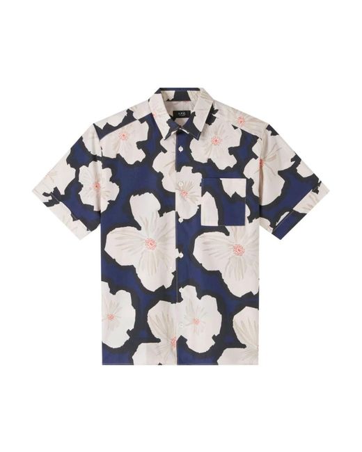 A.P.C. Short Sleeve Shirts in het Blue voor heren
