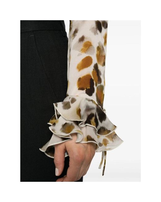 MSGM Overhemden ,Veelkleurig ,Watercolor Leopard Blouse in het Multicolor