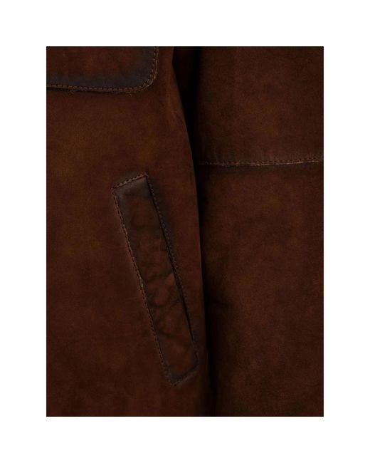 Giacca di pelle con chiusura frontale a bottoni di The Jack Leathers in Brown da Uomo