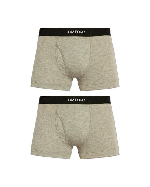 Tom Ford Ondergoed ,Grijs ,Katoen Twee Boxershorts Met Logo in het Gray voor heren