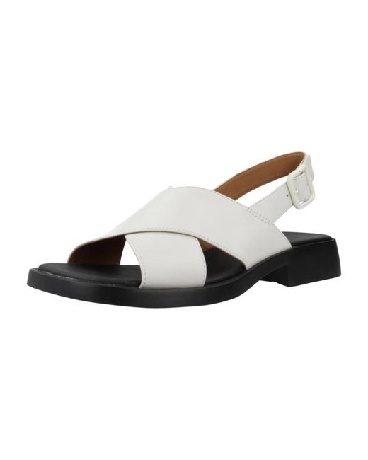 Camper White Flat Sandals