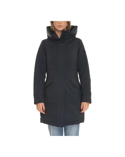 Peuterey Black Lange daunenjacke mit fester kapuze