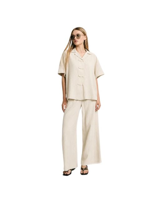 Please Overhemden ,Polyester Boxy Shirt in het Natural