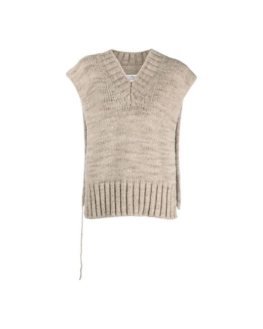 Maison Margiela Natural V-Neck Knitwear