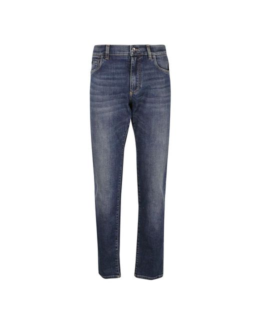 Dolce & Gabbana Slim-fit jeans mit gewaschenem denim und kontrastnähten in Blue für Herren