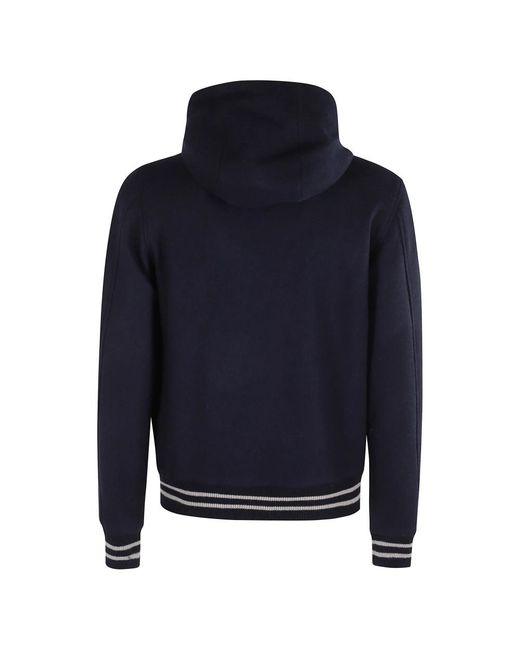 L.b.m. 1911 L.B. 1911, ,Hoodies & Sweatvesten ,Blauw ,Wol Grijze Wollen Bomberjack Met Capuchon in het Blue voor heren